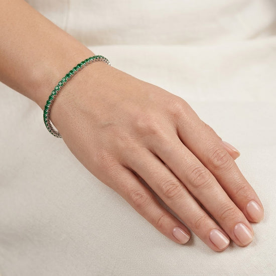 5.سوار تنس من الزمرد الأخضر عيار 14 قيراط