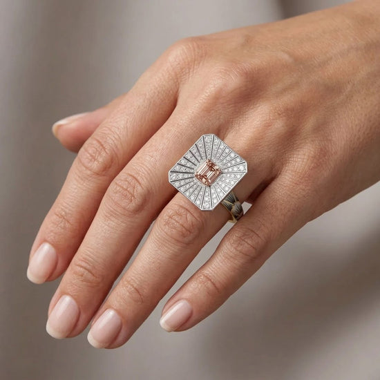 Fancy Deep Orangy Pink Enamel Ring GIA