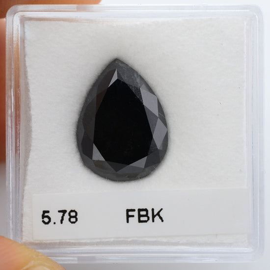 5.78 Carat Fancy Black Pear Diamond  GIA