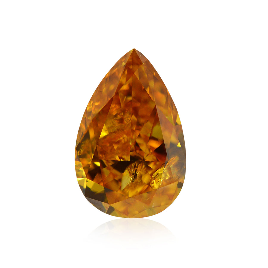 1.26 Carat Fancy Vivid Yellowish Orange Pear Diamond (I1) GIA