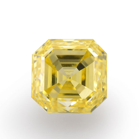 0.39 Carat Fancy Intense Yellow Asscher Diamond VS2 GIA