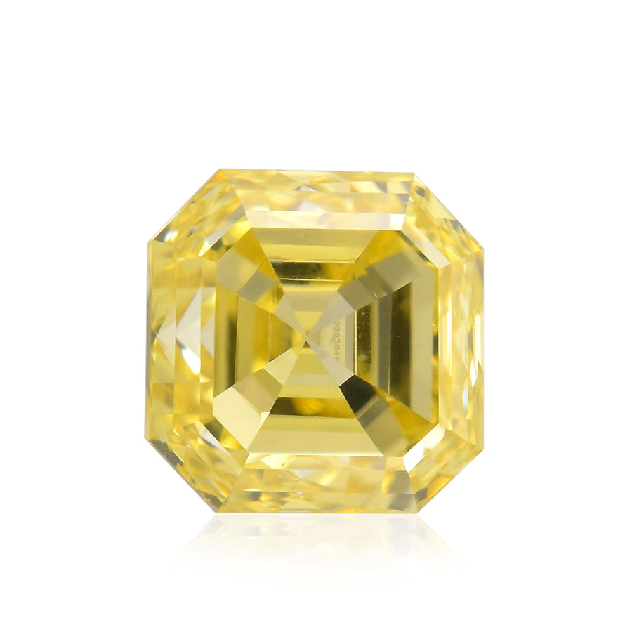 0.39 Carat Fancy Intense Yellow Asscher Diamond VS2 GIA
