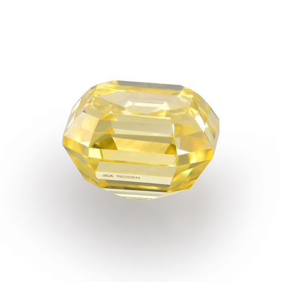 0.39 Carat Fancy Intense Yellow Asscher Diamond VS2 GIA