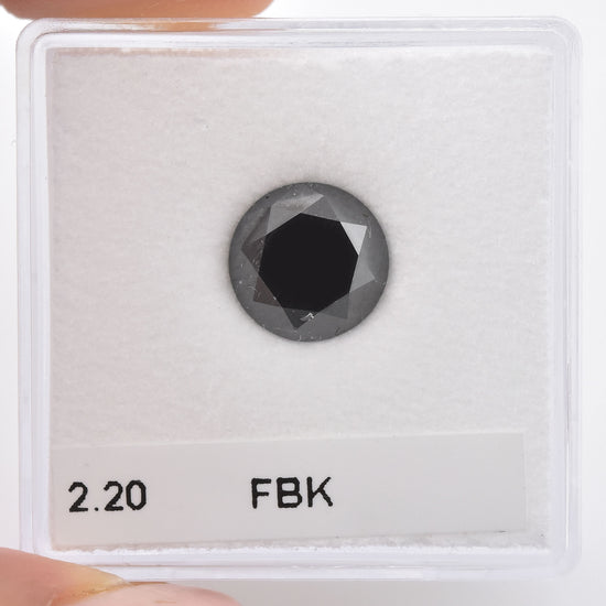 2.20 Carat Fancy Black Round Brilliant Diamond  GIA