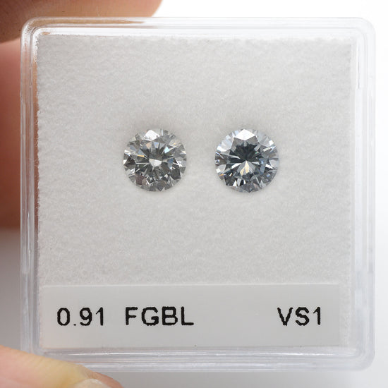 0.91 Carat Fancy Gray Blue Round Brilliant Diamonds VS1