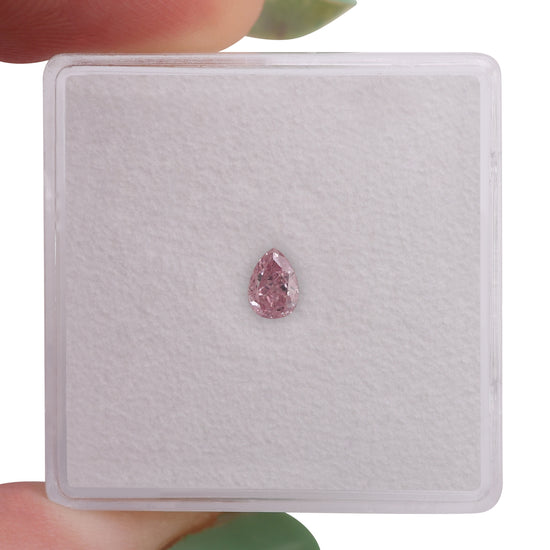 0.20 Carat Fancy Purplish Pink Pear Diamond SI1 GIA