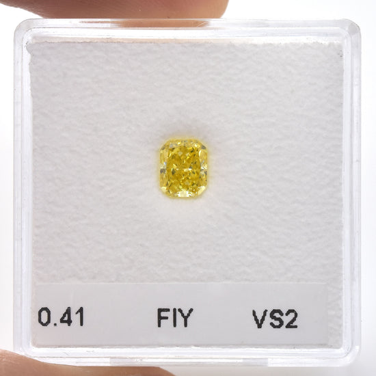 0.41 Carat Fancy Intense Yellow Radiant Diamond VS2 IGI