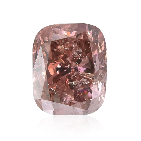 0.82 Carat Fancy Deep Orangy Pink Cushion Diamond (I1) GIA