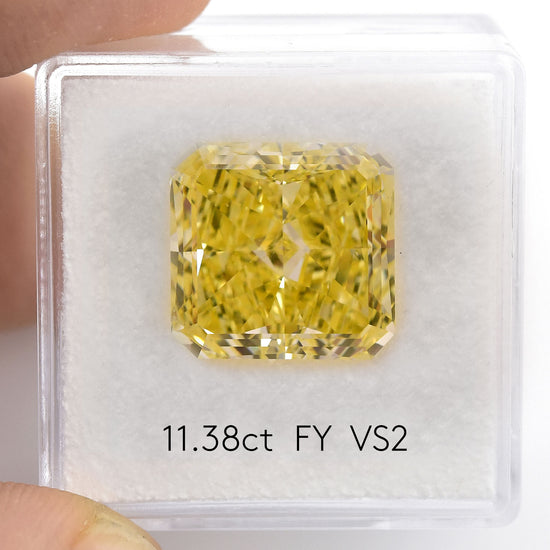 11.38 Carat Fancy Yellow Radiant Diamond VS2 GIA