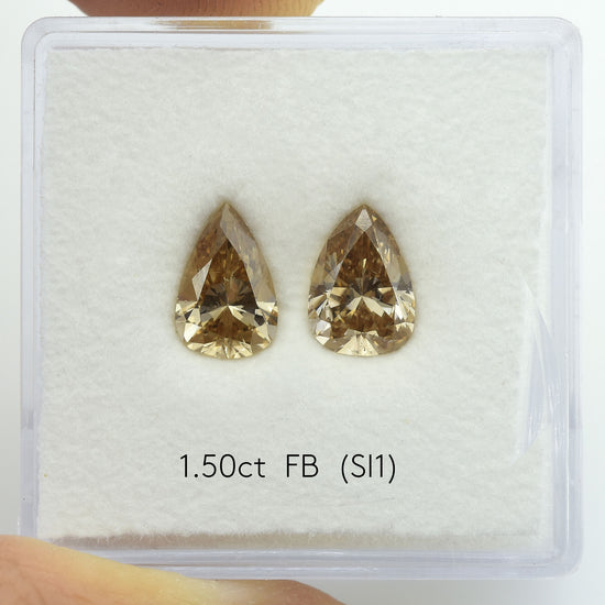 1.50 Carat Fancy Brown Pear Diamonds (SI1)