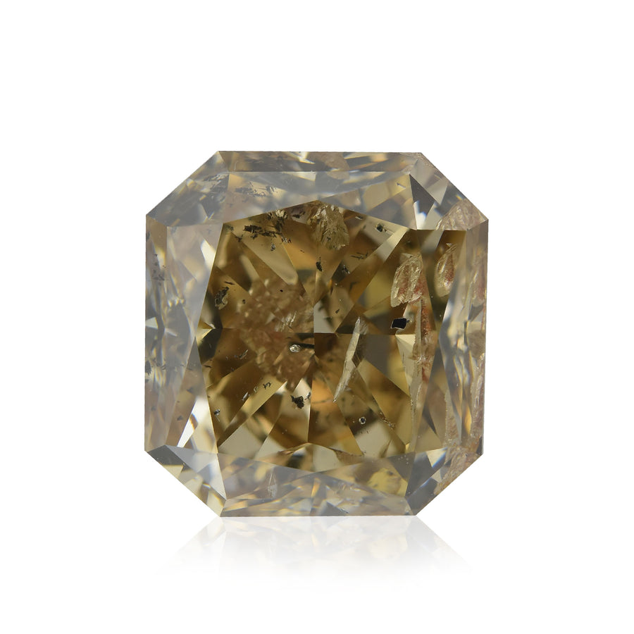 4.02 Carat Fancy Dark Yellowish Brown Radiant Diamond (I2) GIA
