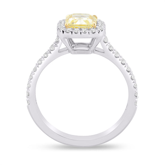 Fancy Intense Yellow Cushion Diamond Halo Ring