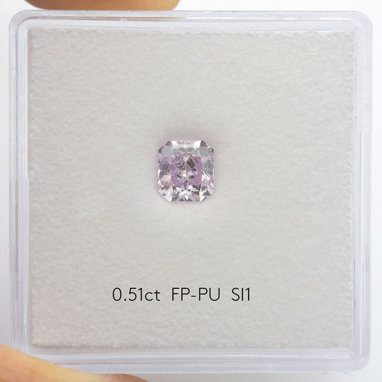 0.51 Carat Fancy Pinkish Purple Radiant Diamond SI1 GIA