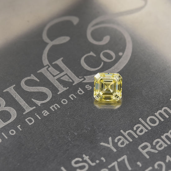 0.44 Carat Fancy Intense Yellow Asscher Diamond SI1 IGI