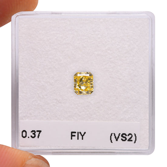 0.37 Carat Fancy Intense Yellow Radiant Diamond (VS2)