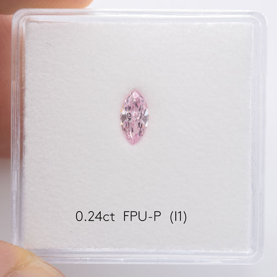 0.24 Carat Fancy Purplish Pink Marquise Diamond (I1) GIA