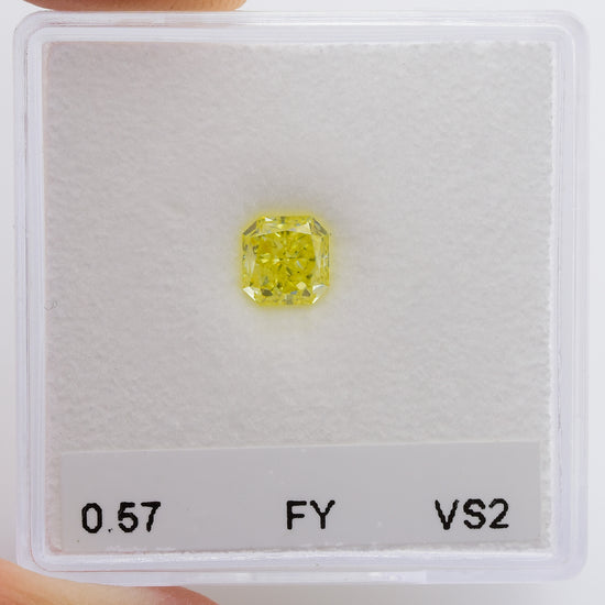 0.57 Carat Fancy Yellow Radiant Diamond VS2 GIA