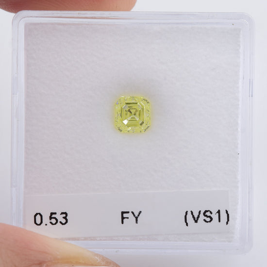 0.53 Carat Fancy Yellow Asscher Diamond (VS1)