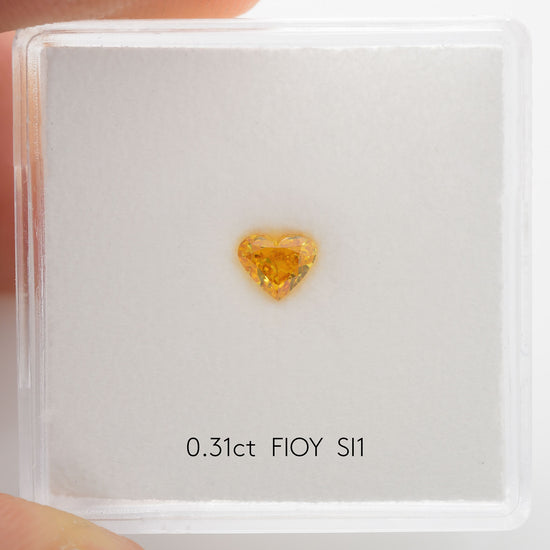 0.31 Carat Fancy Intense Orange Yellow HEART Diamond SI1 GIA
