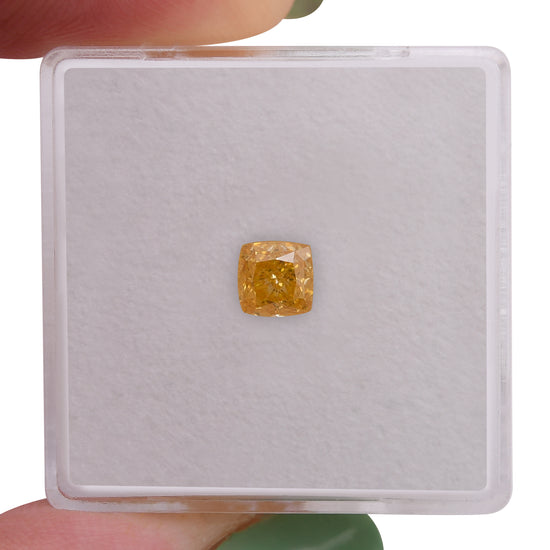 0.59 Carat Fancy Vivid Orange Yellow Cushion Diamond VS1 GIA