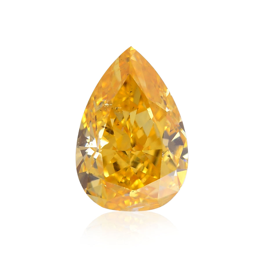0.40 Carat Fancy Intense Yellow Orange Pear Diamond (SI2) GIA