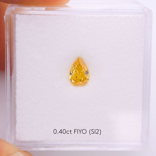 0.40 Carat Fancy Intense Yellow Orange Pear Diamond (SI2) GIA