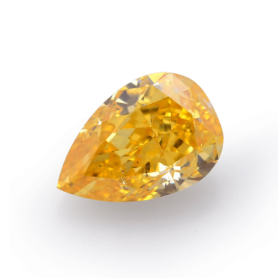 0.40 Carat Fancy Intense Yellow Orange Pear Diamond (SI2) GIA