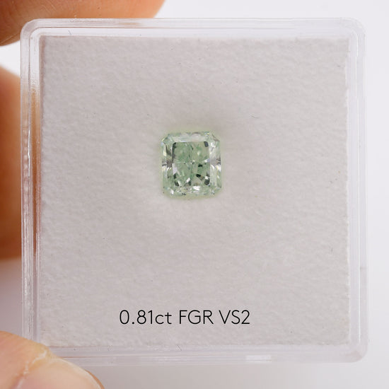 0.81 Carat Fancy Green Radiant Diamond VS2 GIA