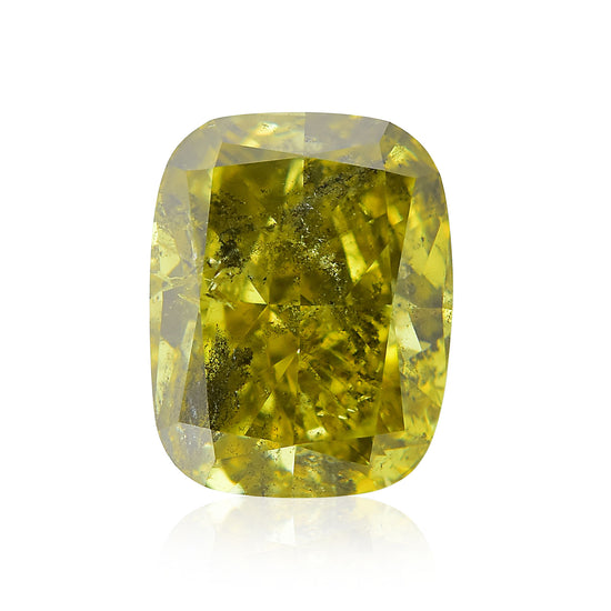 1.05 Carat Fancy Deep Brownish Greenish Yellow Cushion Diamond (I2) GIA