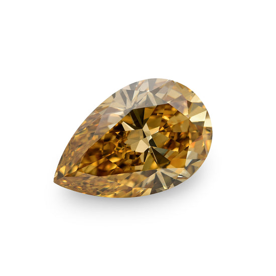 10.41 Carat Fancy Deep Brownish Yellow Pear Diamond VS2 GIA