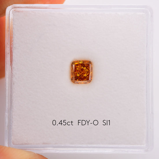 0.45 Carat Fancy Deep Yellowish Orange Cushion Diamond SI1 GIA