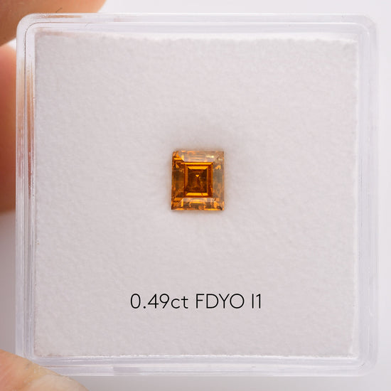 0.49 Carat Fancy Deep Yellow Orange Emerald Diamond I1 GIA