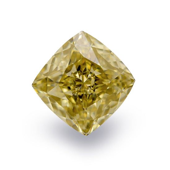 1.29 Carat Fancy Deep Brownish Greenish Yellow Cushion Diamond VVS2 GIA