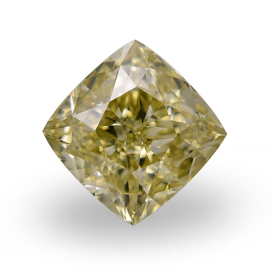 0.91 Carat Fancy Brownish Greenish Yellow Cushion Diamond VS2 GIA
