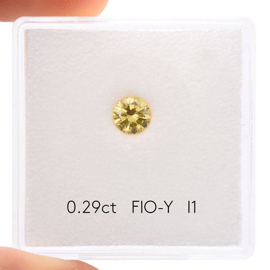 0.29 Carat Fancy Intense Orangy Yellow Round Brilliant Diamond (I1) GIA