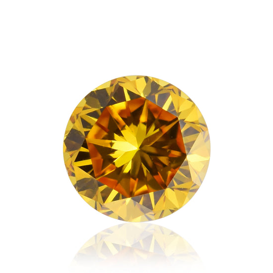 Diamante rotondo brillante GIA, fantasia giallo arancio intenso, 0,25 carati (I1)