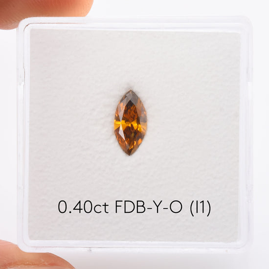 0.40 Carat Fancy Deep Brownish Yellowish Orange Marquise Diamond (I1) GIA