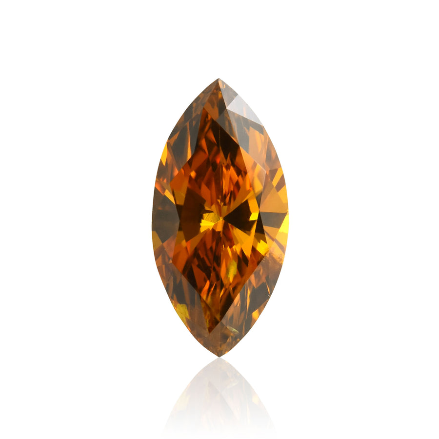 0.40 Carat Fancy Deep Brownish Yellowish Orange Marquise Diamond (I1) GIA