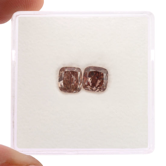 1.33 Carat Fancy Intense Orangy Pink Cushion Diamonds SI2