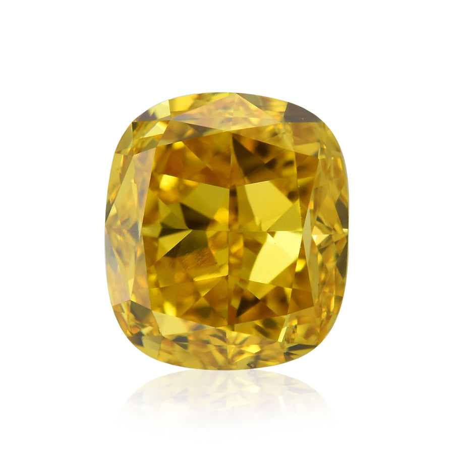0.74 Carat Fancy Deep Orangy Yellow Cushion Diamond VS2 GIA