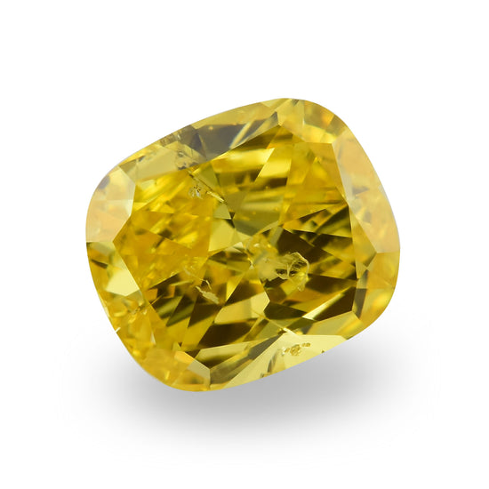 0.41 Carat Fancy Vivid Yellow Cushion Diamond (SI2) GIA
