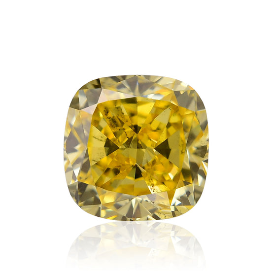 0.71 Carat Fancy Vivid Yellow Cushion Diamond SI2 GIA