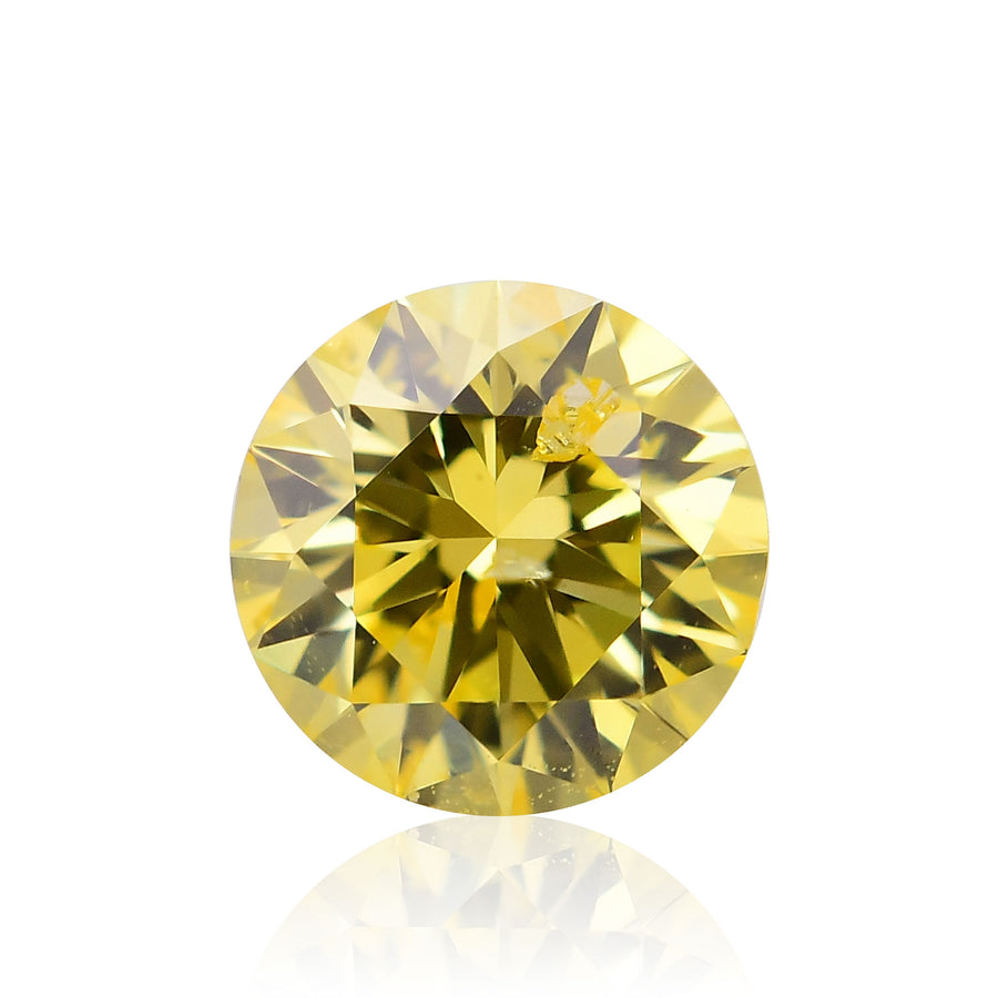 0.35 Carat Fancy Intense Yellow Round Brilliant Diamond I1 GIA
