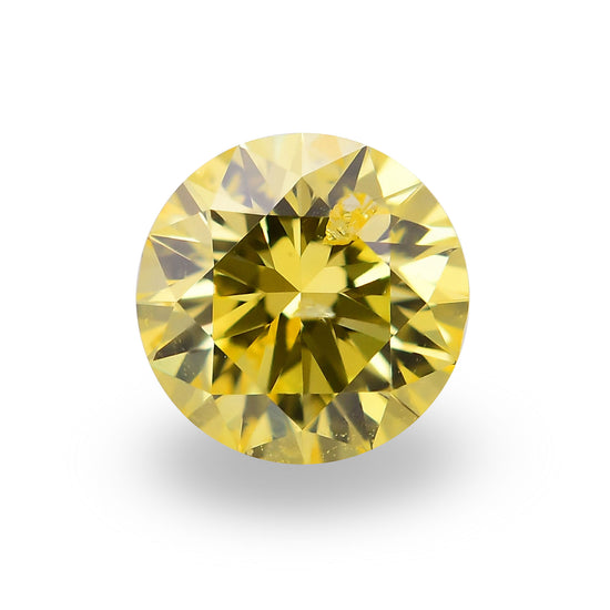 0.35 Carat Fancy Intense Yellow Round Brilliant Diamond I1 GIA