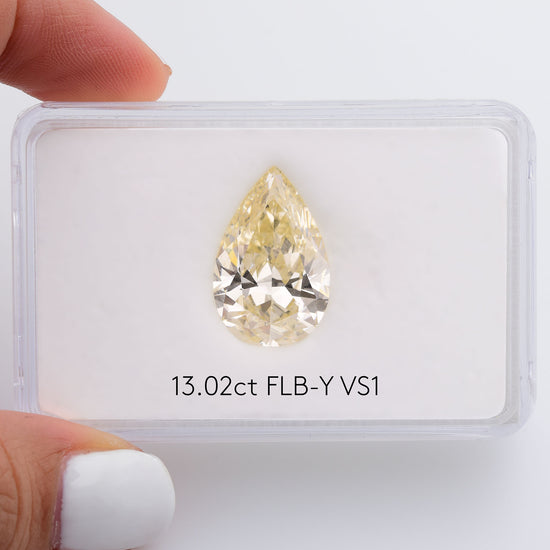 13.02 Carat Fancy Light Brownish Yellow Pear Diamond VS1 GIA
