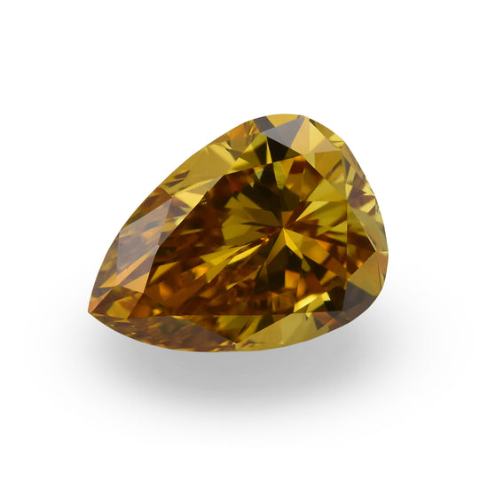 0.66 Carat Fancy Deep Brownish Orangy Yellow Pear Diamond VS2 GIA