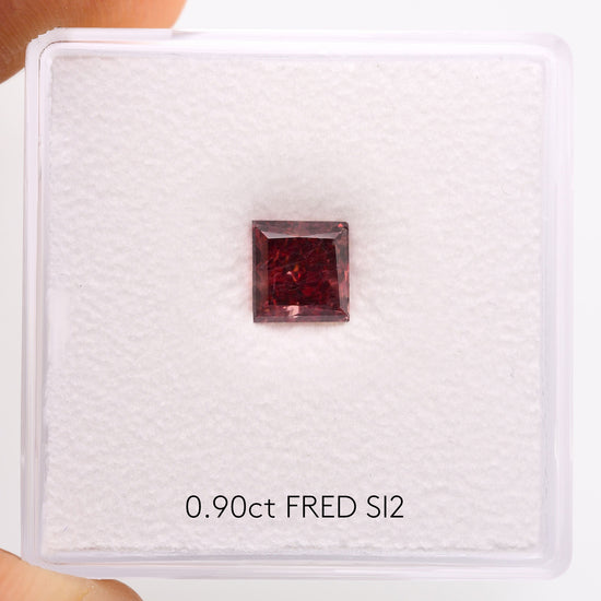 0.90 Carat Fancy Red Princess Diamond SI2 GIA & ARGYLE