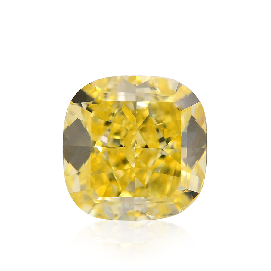 1.05 Carat Fancy Intense Yellow Cushion Diamond VS2 GIA