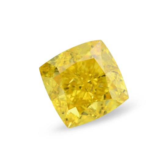 0.55 Carat Fancy Vivid Yellow Cushion Diamond SI2 GIA