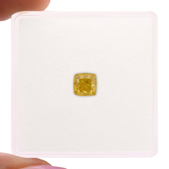 0.55 Carat Fancy Vivid Yellow Cushion Diamond SI2 GIA
